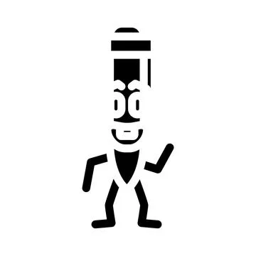 Write pen character glyph icon vector illustration Illustrazione stock