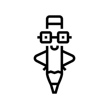 Write pen character line icon vector illustration Illustrazione stock