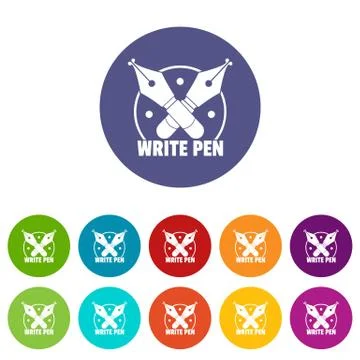 Write pen icons set vector color Illustrazione stock