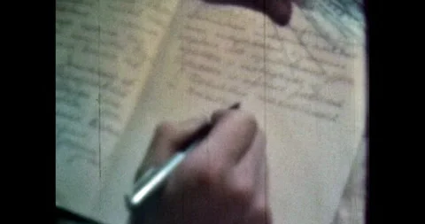 Write pen in notebook pov, close-up. Man's hand writes down notes. Student does 스톡 동영상 255028810