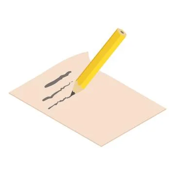 Write pencil icon, isometric 3d style Stock Illustration