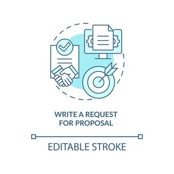 Write request for proposal turquoise concept icon Stock Illustration