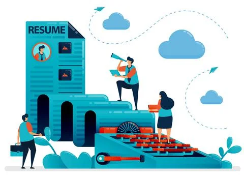 Write a resume, personal profile, cv to apply for job. Jobseekers for  typewr Stock Illustration