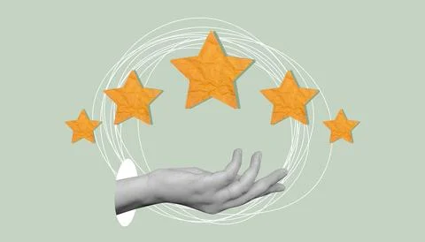 Write a review. a collage based on the review. write a positive review of the Stock Photos