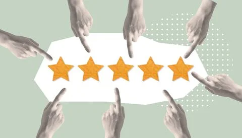 Write a review. a collage based on the review. write a positive review of the Stock Photos