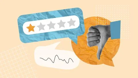 Write a review. a collage based on the review. write a positive review of the Foto stock