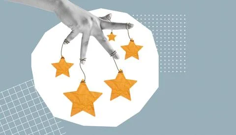 Write a review. a collage based on the review. write a positive review of the Stock Photos
