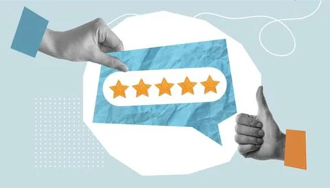 Write a review. a collage based on the review. write a positive review of the Stock Photos
