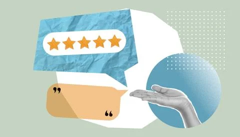 Write a review. a collage based on the review. write a positive review of the Stock Photos