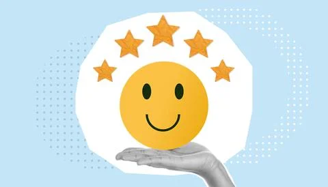 Write a review. a collage based on the review. write a positive review of the Stock Photos