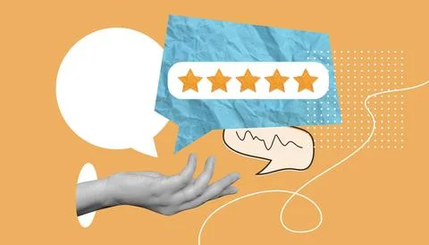 Write a review. a collage based on the review. write a positive review of the Stock Photos