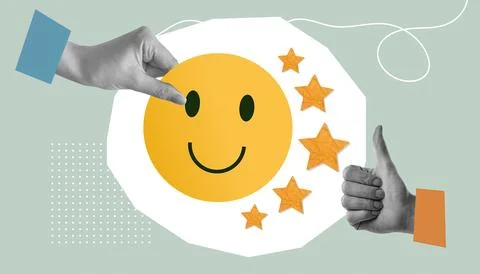 Write a review. a collage based on the review. write a positive review of the Stock Photos