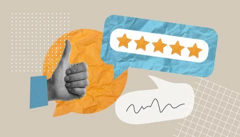 Write a review. a collage based on the review. write a positive review of the Stock Photos