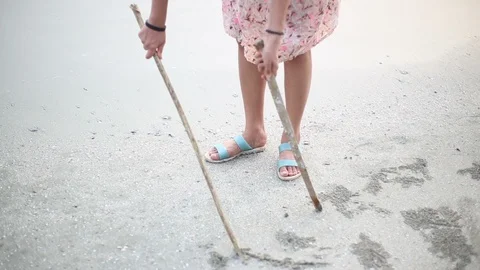 Write on the sand Stock Footage 97260239