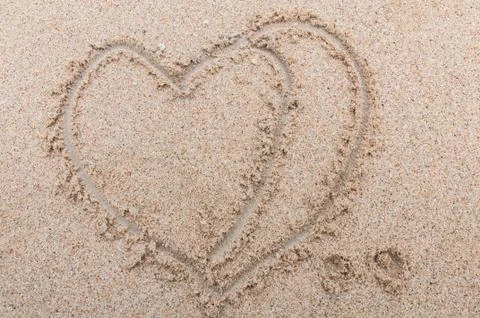 Write sand heart Foto stock