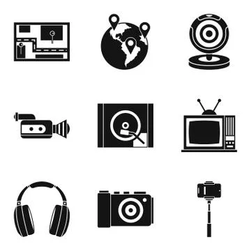 Write software icons set, simple style Stock Illustration