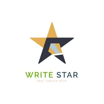 Write star pencil ballpoint logo template design Stock-Illustration