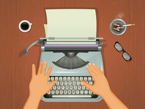 Write with the typewriter Stock Illustration