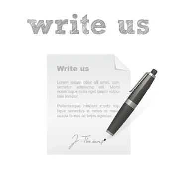 Write us pen and letter isolated vector icon Ilustração Stock