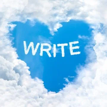 Write word on blue sky Stock Photos