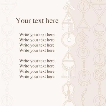 Write your text here. Vector postal. Greeting card in the style of Boho. Post Stock Illustration