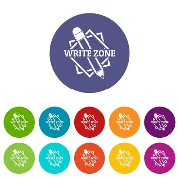 Write zone icons set vector color Illustrazione stock
