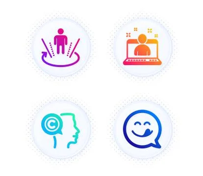 Writer, Best manager and Augmented reality icons set. Yummy smile sign. Vector Illustrazione stock