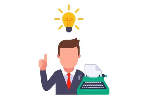 The writer came up with a brilliant idea. inspiration of a creative person. Stock Illustration