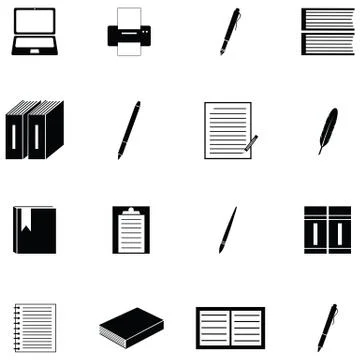 Writer icon set Stock Illustration