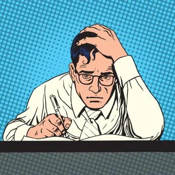 Writer journalist scientist writes. The creative process Stock Illustration