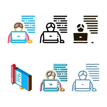 Writer laptop icon vector multipack outline Illustrazione stock