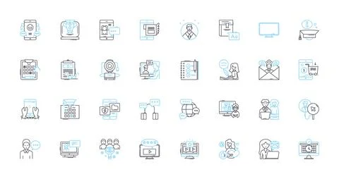 Writer linear icons set. Wordsmith, Penman, Scribe, Storyteller, Author Stock Illustration