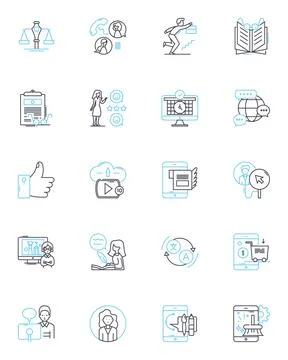 Writer linear icons set. Wordsmith, Penman, Scribe, Storyteller, Author Stock Illustration