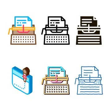 Writer minimal typewriter icon vector outline Stock Illustration