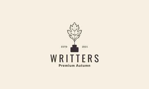 Writer pen maple leaf logo symbol vector icon illustration graphic design Illustrazione stock