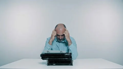 Writer Thinks of Plot in 4K (UHD) Stock Footage 138050434