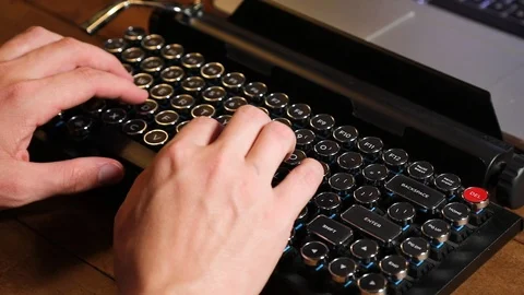 A Writer Types On Typewriter-style Keyboard. 1080p Stock Footage 113916703