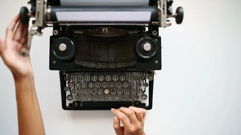 Writer typing with retro typewriter Stock Footage 94584360