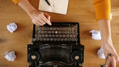 Writer typing on retro typewriter Stock Footage 104238254