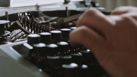 Writer typing with retro writing machine. Stock Footage 69077761