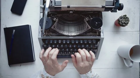 Writer typing with retro writing machine. Stock Footage 84076744
