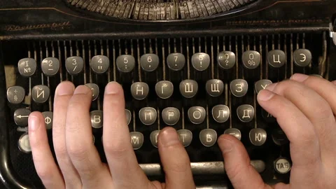 Writer typing with retro writing machine. View from above. Stock Footage 88181247