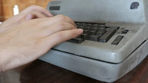 Writer typing with retro writing machine Stock Footage 95264522