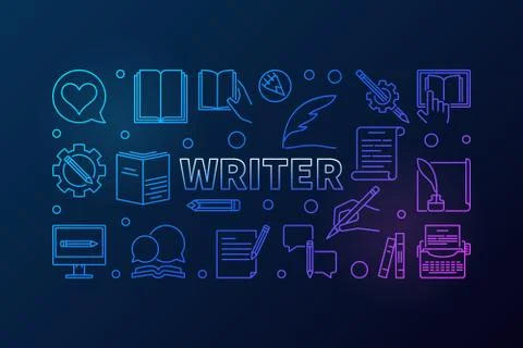 Writer vector creative line horizontal illustration or banner Stock Illustration