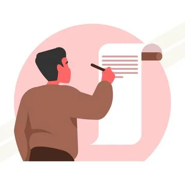 Writer-writing-a-novel Stock Illustration