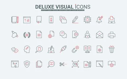 Writers and authors tools to create and write, edit content, articles line icon イラスト素材