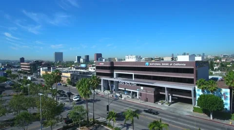 Writers guild drone traders joe in front of the grove los angeles Stock Footage 63356608