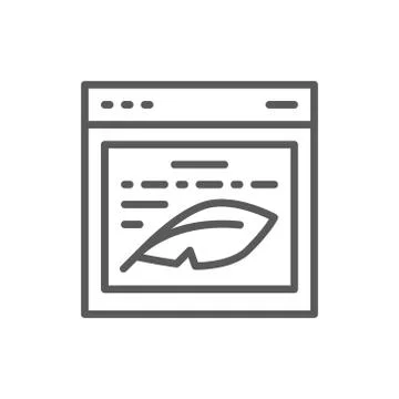 Writers website, prose, text on display line icon. Stock Illustration