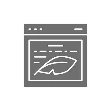 Writers website, prose, text on display grey icon. Stock-Illustration