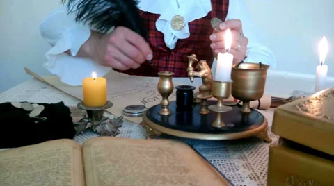 Writes An Ancient Letter Stock-Footage 32548575